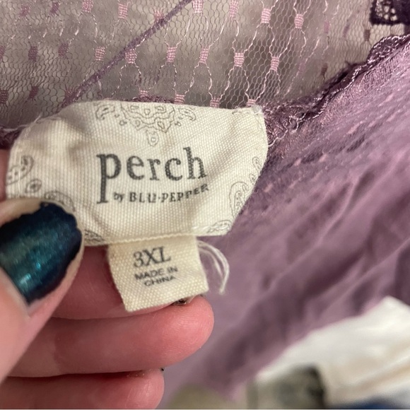 Perch Blu Pepper women’s purple blouse dainty lace size 3X boho coquette - Picture 9 of 9